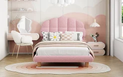 Lit individuel 90x200cm, enfant, avec sommier à lattes, Rose><noscript><img width=