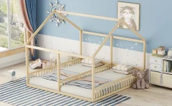 Fortuna lai Lit individuel 90x200cm, modèle maison, Naturel*Enfant Lit Enfant