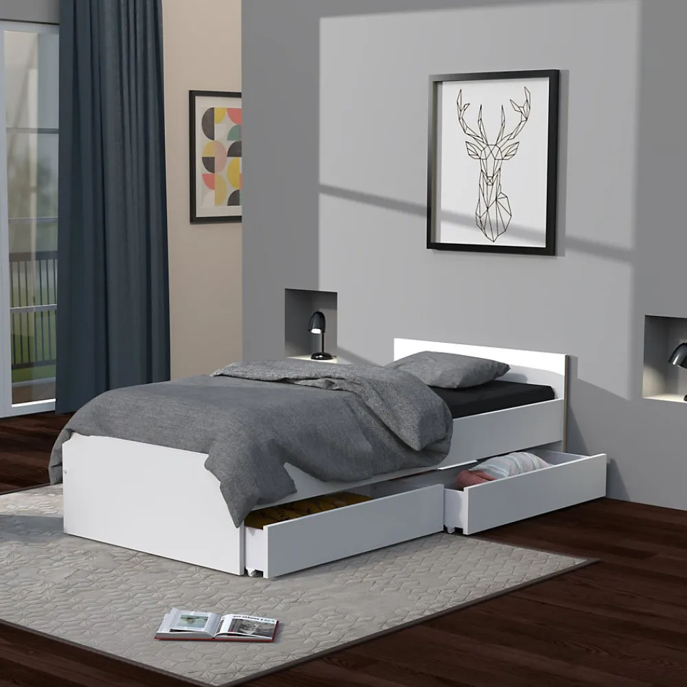 Lit KAPPA 90x190 + 2 tiroirs / Blanc>Weber Industries Discount