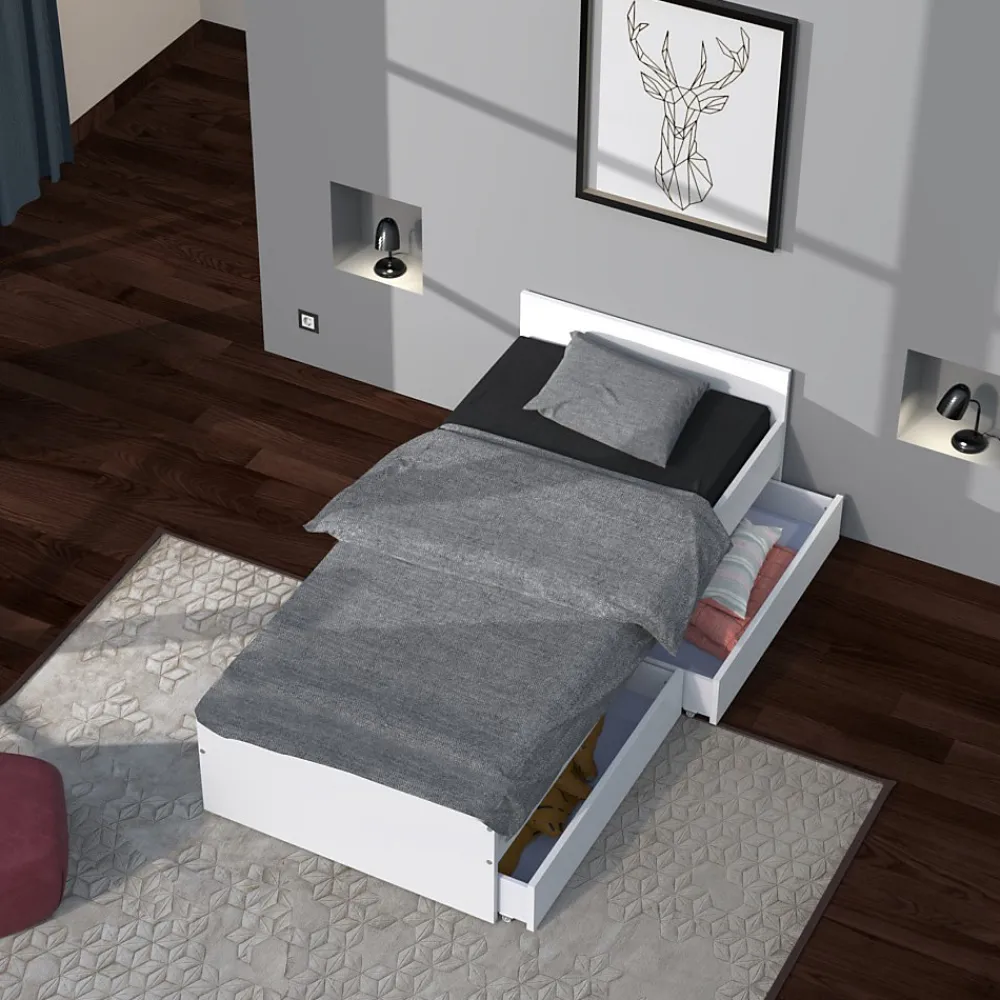 Lit KAPPA 90x190 + 2 tiroirs / Blanc>Weber Industries Discount