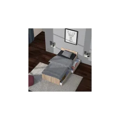 Lit KAPPA 90x190 + 2 tiroirs / Décor Chêne Blanchi><noscript><img width=