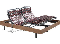 Lit électrique de relaxation tout plots + matelas 100% latex 3 zones - 2 x 80 x 200 cm - Naturel clair - JUPITER de YSMÉE><noscript><img width=