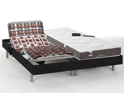 Lit électrique de relaxation tout plots + matelas 100% latex 3 zones - 2 x 70 x 190 cm - Noir - JUPITER de YSMÉE>Vente-unique Hot