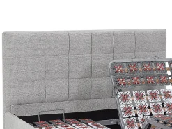 Lit électrique de relaxation déco tout plots + matelas ressorts ensachés et mémoire de forme - 2 x 70 x 190 cm - Tissu - Gris -><noscript><img width=