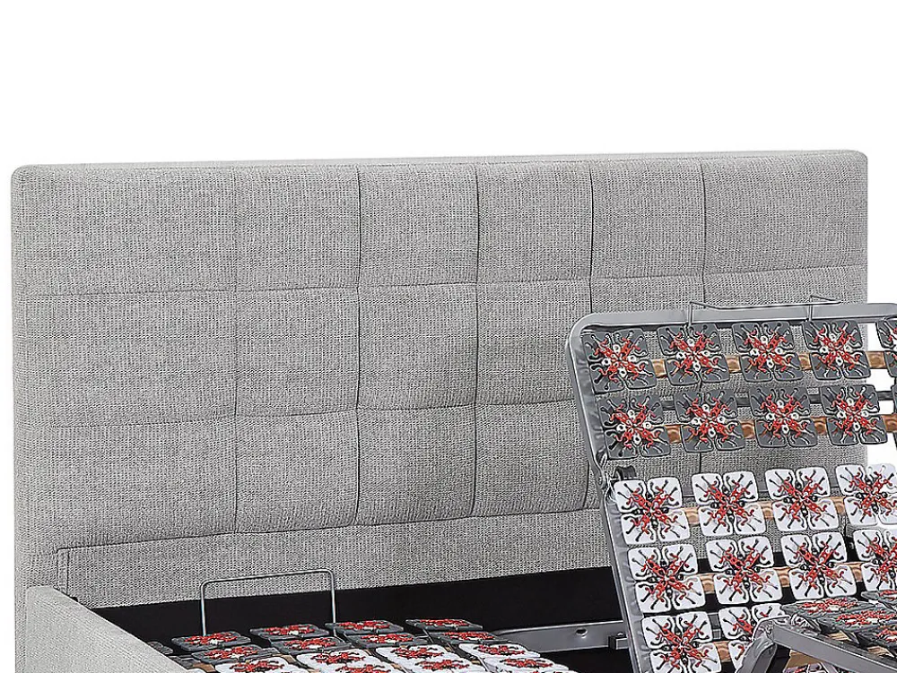 Lit électrique de relaxation déco tout plots + matelas ressorts ensachés et mémoire de forme - 2 x 70 x 190 cm - Tissu - Gris ->Vente-unique Online