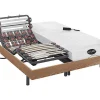 Lit électrique de relaxation lattes et plots + matelas mémoire de forme et bambou - 2 x 90 x 200 cm - Chêne - DAMYSOS de NATUREA>Vente-unique