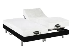 Lit électrique de relaxation tout plots + matelas mémoire de forme et bambou - 2 x 90 x 200 cm - Noir - LYSIS III de NATUREA><noscript><img width=