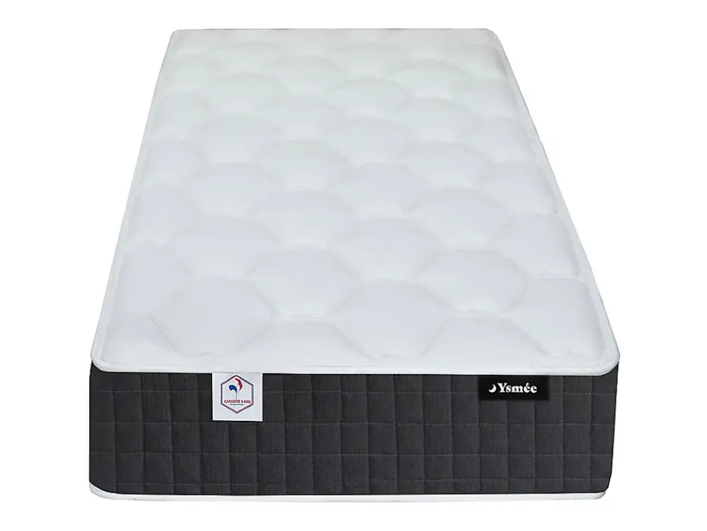 Vente-unique Lit électrique de relaxation déco tout plots + matelas ressorts ensachés et mémoire de forme - 2 x 80 x 200 cm - Tissu - Beige -* Lit Double