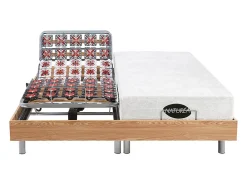 Vente-unique Lit électrique de relaxation tout plots + matelas mémoire de forme et bambou - 2 x 90 x 200 cm - Chêne - LYSIS III de NATUREA* Lit Double