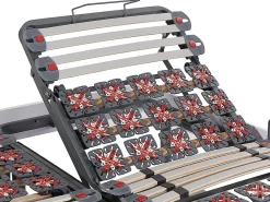 Vente-unique Lit électrique de relaxation lattes et plots + matelas 100% latex 3 zones - 2 x 80 x 200 cm - Blanc - MENELAS de YSMÉE* Lit Double