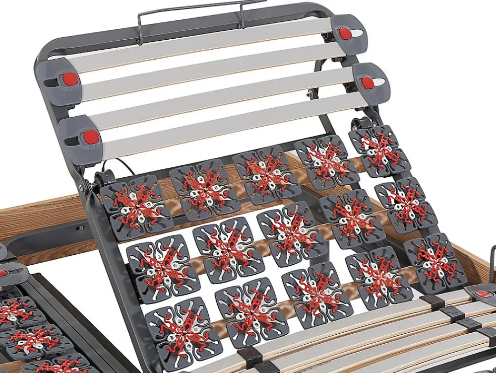 Vente-unique Lit électrique de relaxation lattes et plots + matelas accueil latex - 2 x 80 x 200 cm - Chêne - PANDORA II de YSMÉE* Lit Double