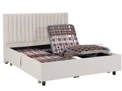 Lit électrique de relaxation déco tout plots + matelas 100% latex 3 zones - 2 x 80 x 200 cm - Tissu - Beige - TIARI de YSMÉE><noscript><img width=