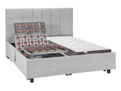 Vente-unique Lit électrique de relaxation déco tout plots + matelas 100% latex 3 zones - 2 x 70 x 190 cm - Tissu - Gris - JOFAR de YSMÉE* Lit Double