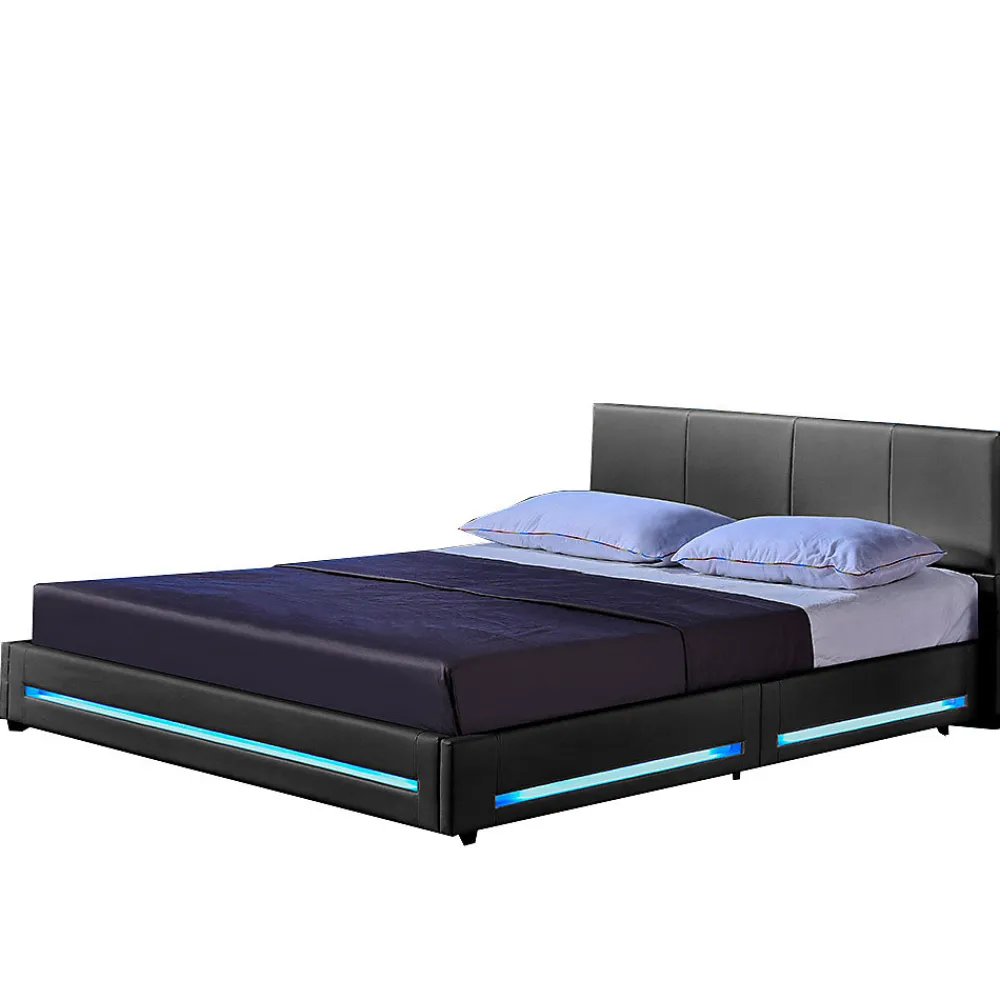 Brand Home Deluxe Lit LED ASTEROID gris foncé 180 x 200 cm* Lit Double