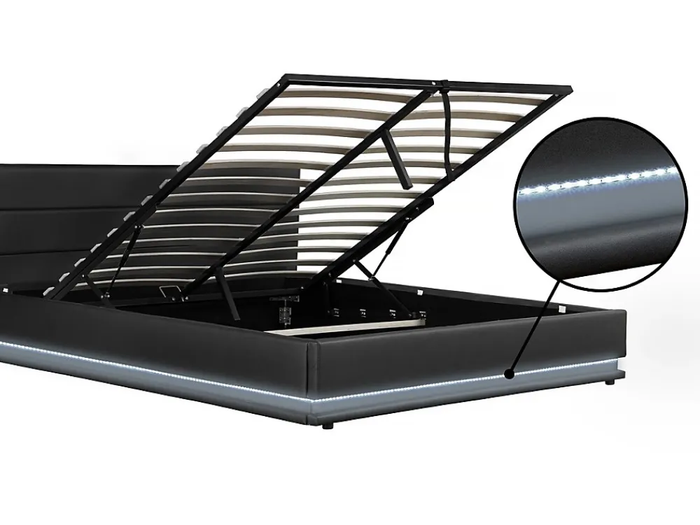 Habitat Et Jardin Lit LED avec coffre "Anastasia" 180 x 200 cm Noir* Lit Coffre
