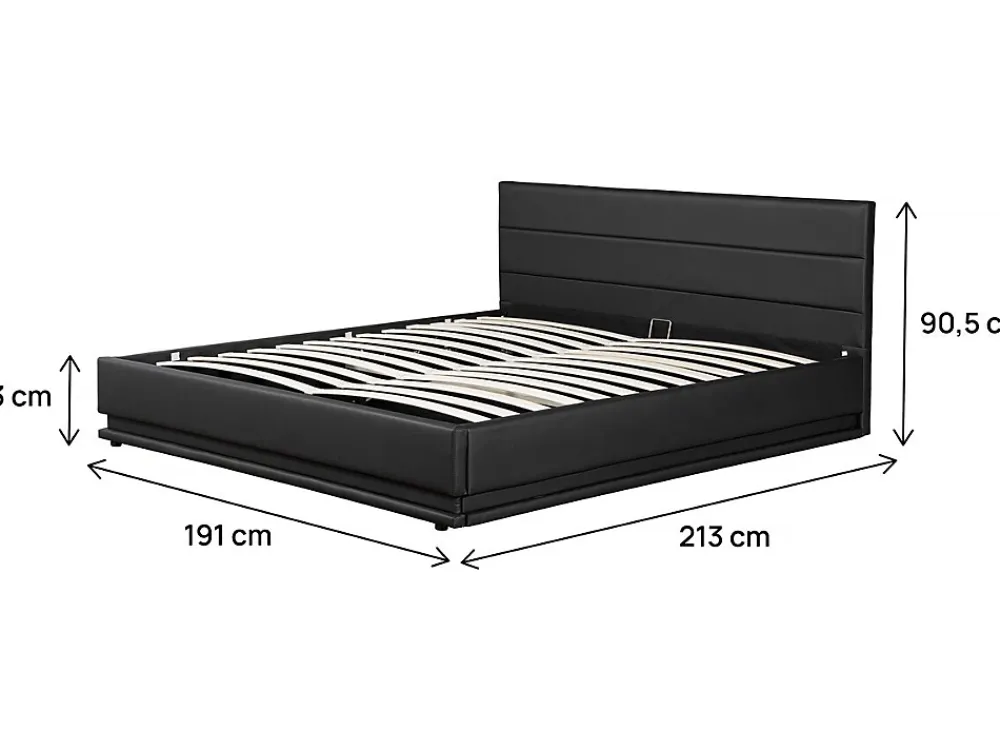 Habitat Et Jardin Lit LED avec coffre "Anastasia" 180 x 200 cm Noir* Lit Coffre