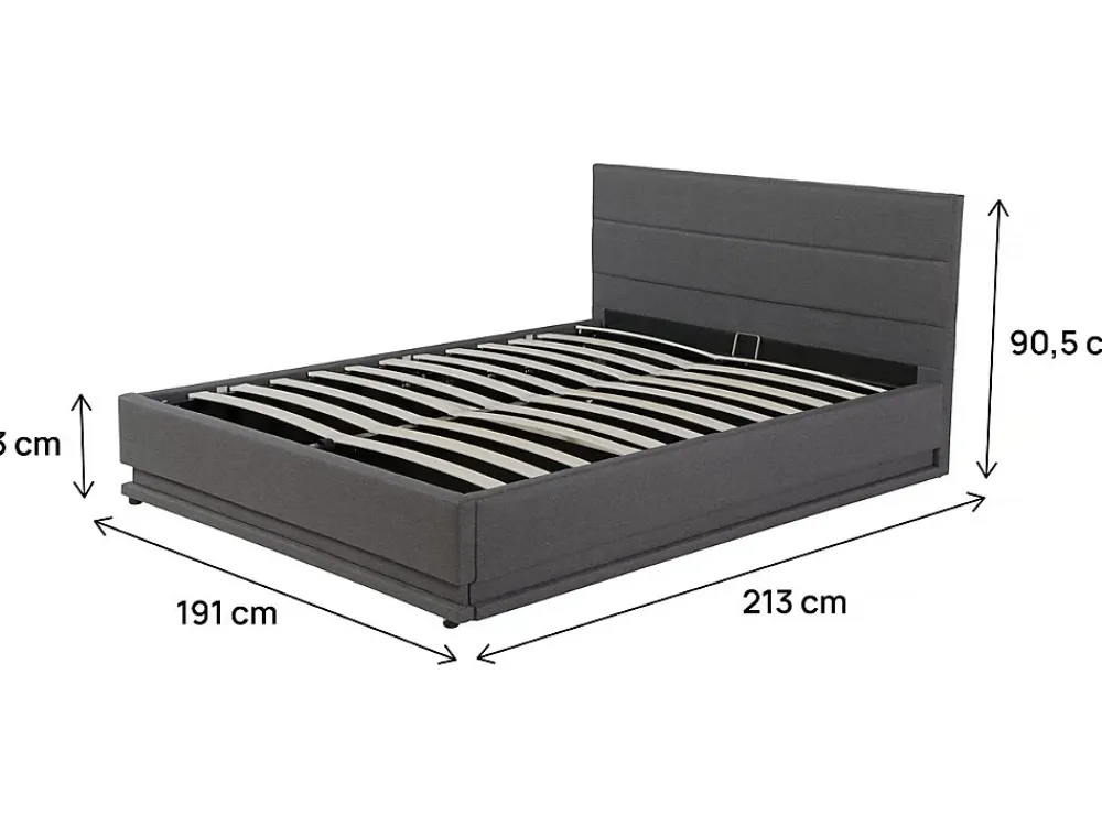 Habitat Et Jardin Lit LED avec coffre "Anastasia" 180 x 200 Gris foncé* Lit Coffre