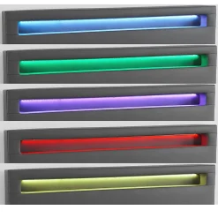 Lit LED double RIOJA 140x190 cm, avec sommier, revêtement tissu gris><noscript><img width=