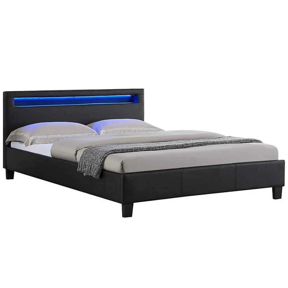 Nature Pro Lit LED Double 140x190 cm Sommier + Tête de Lit Noir* Sommier
