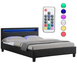 Nature Pro Lit LED Double 140x190 cm Sommier + Tête de Lit Noir* Sommier