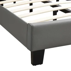 Idimex Lit LED simple EVAN 90x190 cm, avec sommier, revêtement en synthétique gris* Lit Simple