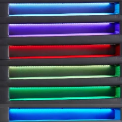 Lit LED simple LUCENO 90x190 cm, avec sommier, revêtement synthétique gris><noscript><img width=