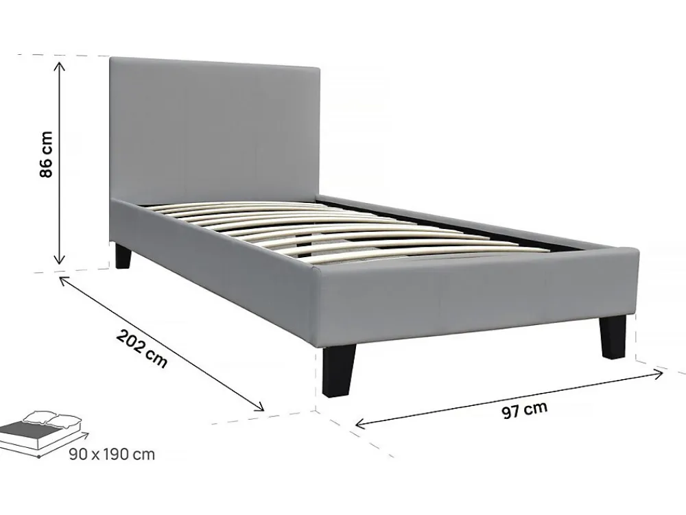 Lit "Lina" 90 x 190 cm Gris clair>Habitat Et Jardin Clearance
