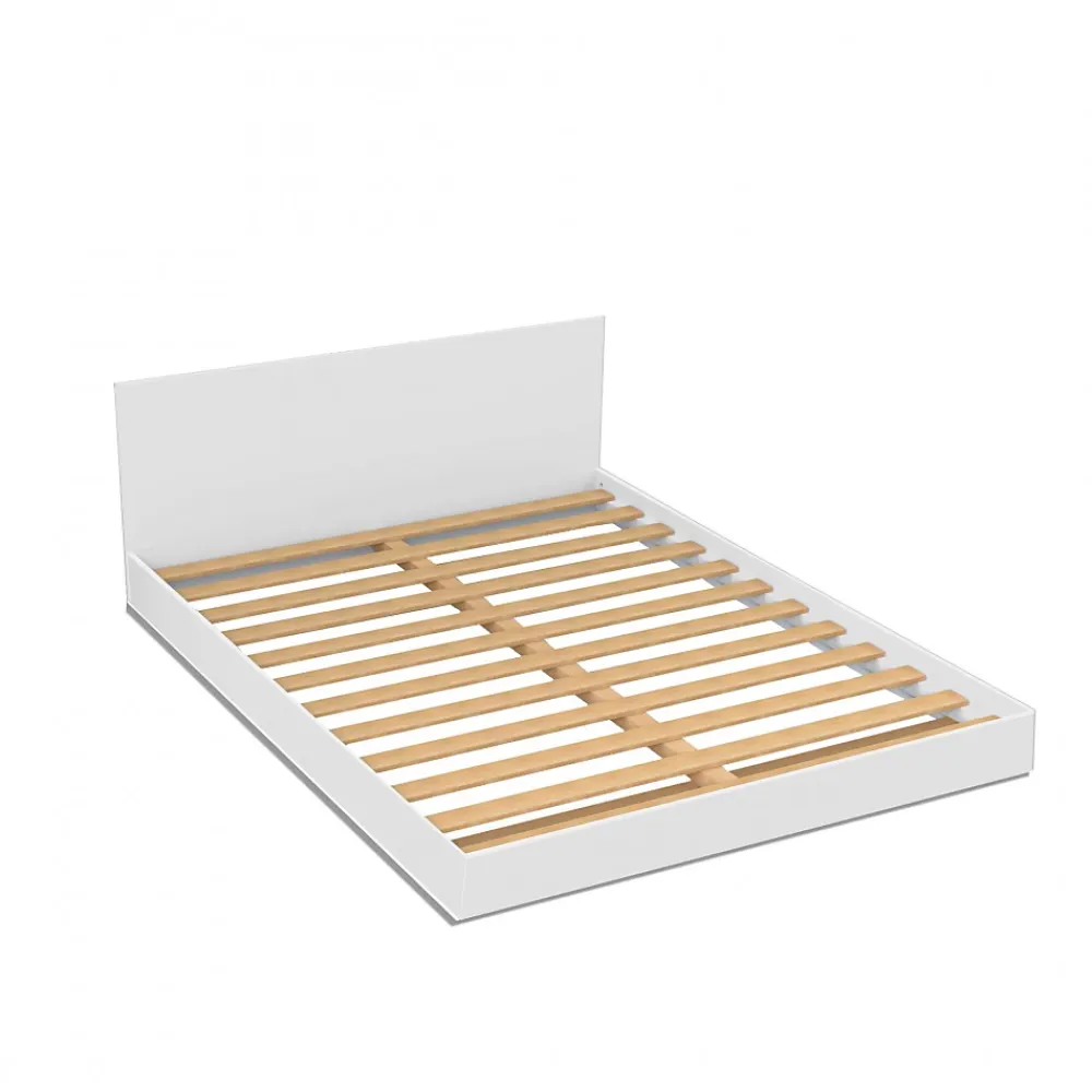 Weber Industries Lit LOFT 160x200 + 2 chevets + sommier + tête de lit / Blanc* Lit Double