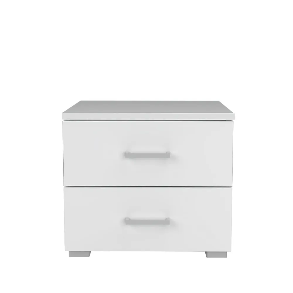 Weber Industries Lit LOFT 160x200 + 2 chevets + sommier + tête de lit / Blanc* Lit Double