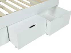 Vente-unique Lit LOUANE avec 2 tiroirs et 1 coffre de rangement - 90 x 190 cm - Blanc* Lit Avec Rangement