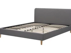 Habitat Et Jardin Lit louise 203 x 148 x 90 cm en tissu cadre a lattes pour 2 personnes de couleur gris* Lit Coffre