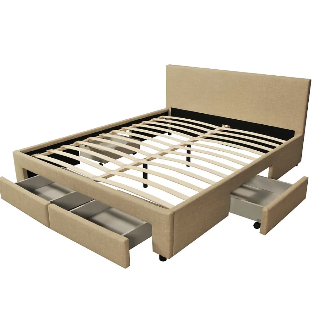 Lit LUGANO 160x200 + 1 sommier + 4 tiroirs / Beige>Weber Industries