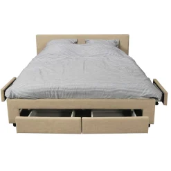 Lit LUGANO 160x200 + 1 sommier + 4 tiroirs / Beige><noscript><img width=