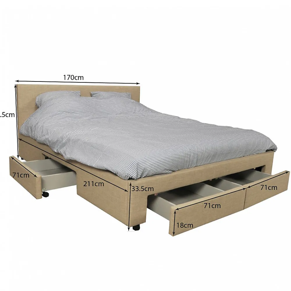 Lit LUGANO 160x200 + 1 sommier + 4 tiroirs / Beige>Weber Industries