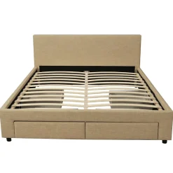 Lit LUGANO 140x190 + 1 sommier + 4 tiroirs / Beige>Weber Industries Outlet