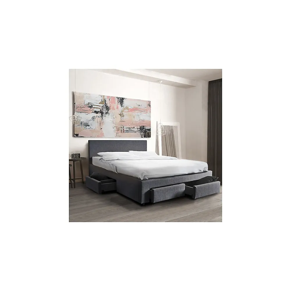 Lit LUGANO 160x200 + 1 sommier + 4 tiroirs / Gris foncé>Weber Industries Online