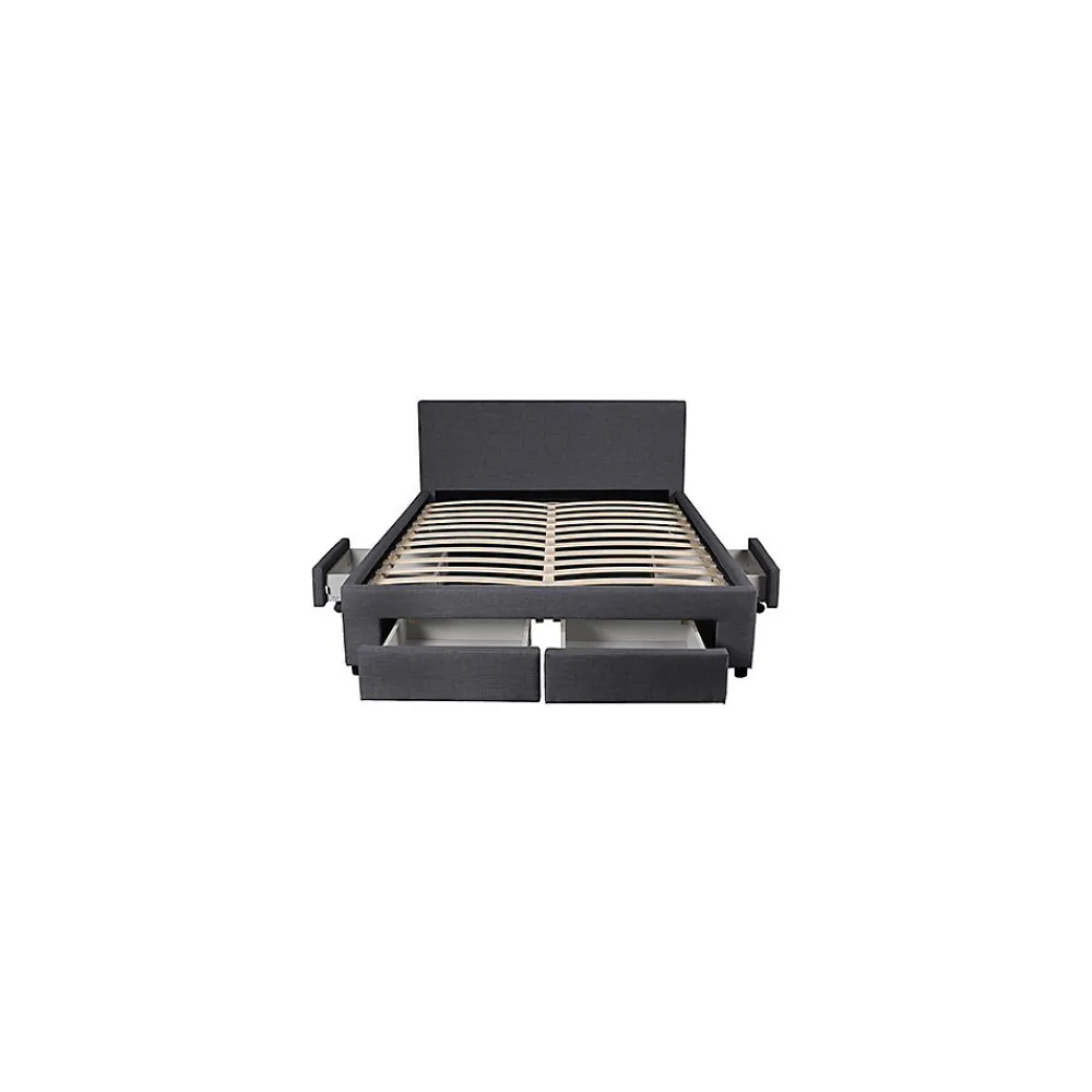 Lit LUGANO 160x200 + 1 sommier + 4 tiroirs / Gris foncé>Weber Industries Online