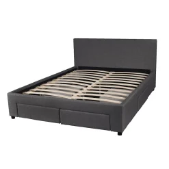 Lit LUGANO 140x190 + 1 sommier + 4 tiroirs / Gris foncé>Weber Industries New
