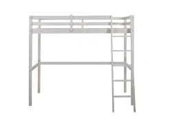 Vente-unique Lit mezzanine - 90 x 190 cm - Pin massif - Blanchi + matelas - GEDEON II* Lit Mezzanine