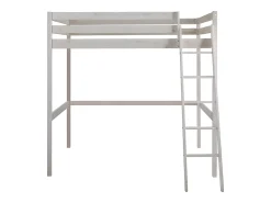 Vente-unique Lit mezzanine - 140 x 190 cm - Pin massif - Blanchi -GEDEON II* Lit Mezzanine