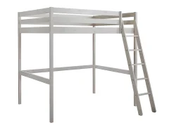 Vente-unique Lit mezzanine - 140 x 190 cm - Pin massif - Blanchi -GEDEON II* Lit Mezzanine