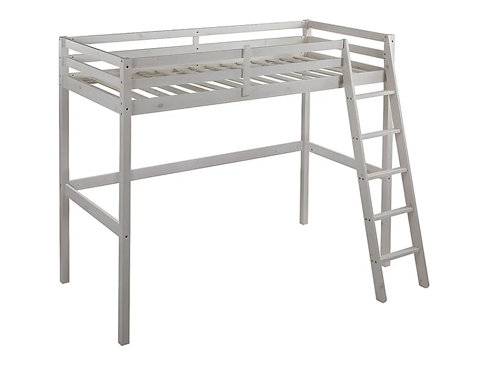Vente-unique Lit mezzanine - 90 x 190 cm - Pin massif - Blanchi -GEDEON II* Lit Mezzanine