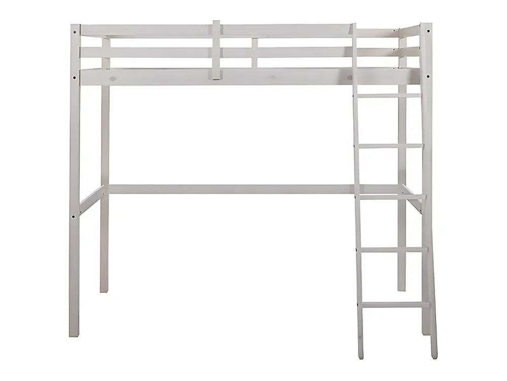 Vente-unique Lit mezzanine - 90 x 190 cm - Pin massif - Blanchi -GEDEON II* Lit Mezzanine