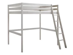 Lit mezzanine - 140 x 190 cm - Pin massif - Blanchi + matelas -GEDEON II>Vente-unique Online