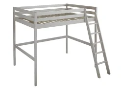 Lit mezzanine - 140 x 190 cm - Pin massif - Blanchi + matelas -GEDEON II><noscript><img width=