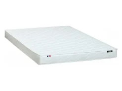 Lit mezzanine - 140 x 190 cm - Pin massif - Blanchi + matelas -GEDEON II><noscript><img width=