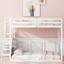 Lit Mezzanine - Lit enfant 140x200 cm avec Escalier Sécurisé, Structure Robuste MDF et Bois de Pin, Couleur Blanc><noscript><img width=