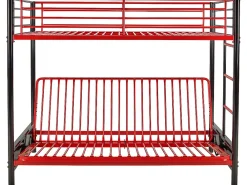 Lit mezzanine 90 x 190 cm - Avec banquette convertible - Métal - Noir et Rouge + Futon + Matelas - MODULO V><noscript><img width=