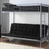 Lit mezzanine 90 x 190 cm - Avec banquette convertible - Métal - Argent + Futon noir - MODULO V>Vente-unique Outlet