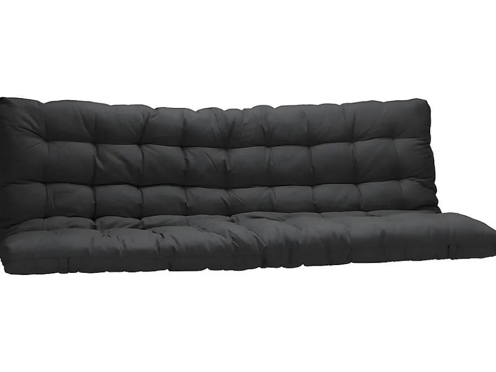 Lit mezzanine 90 x 190 cm - Avec banquette convertible - Métal - Argent + Futon noir - MODULO V>Vente-unique Outlet